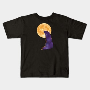 Orange Moon Wolf Kids T-Shirt